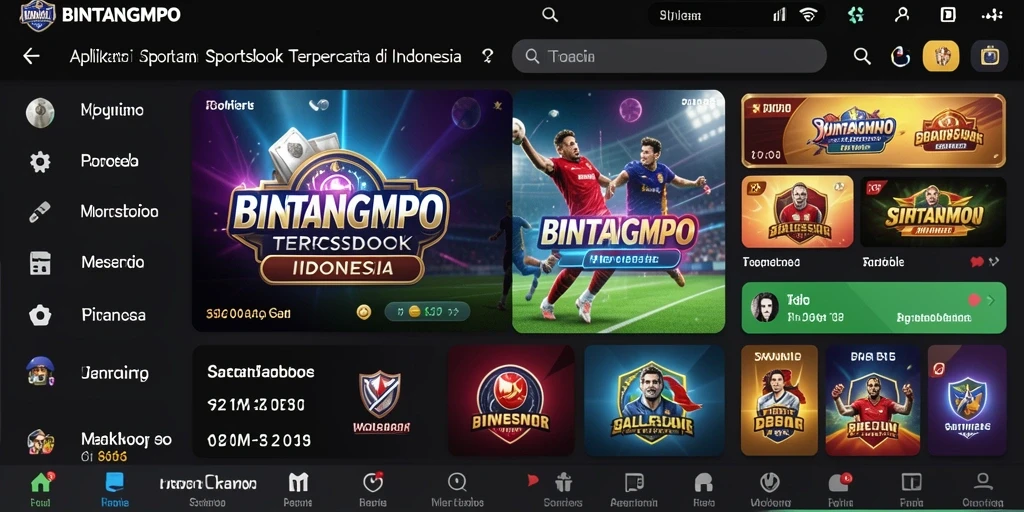 Gambar layar utama BINTANGMPO dengan fitur taruhan olahraga yang menarik.