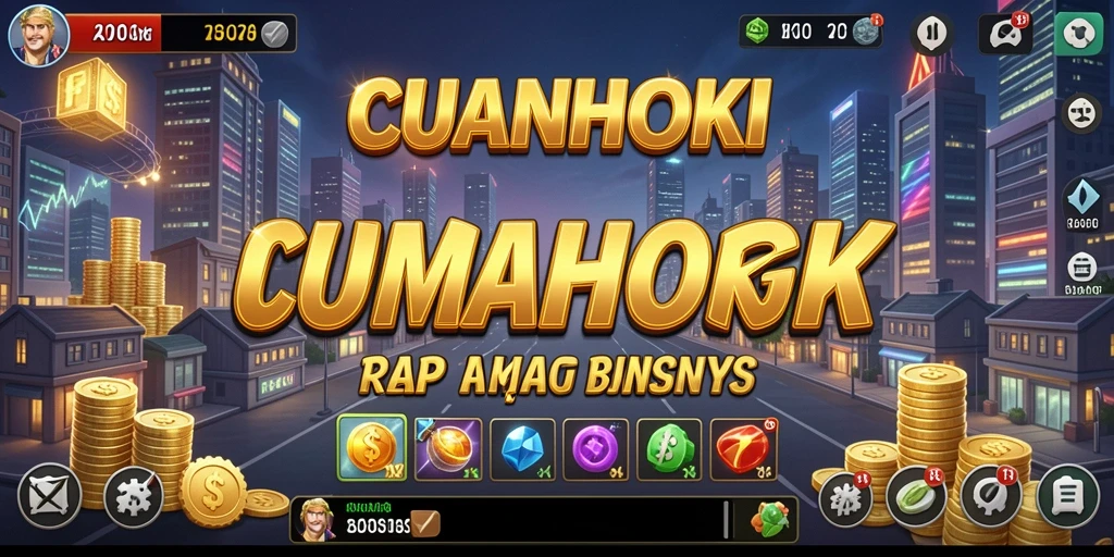 Tampilan gameplay menarik CUANHOKI dalam membangun strategi bisnis.