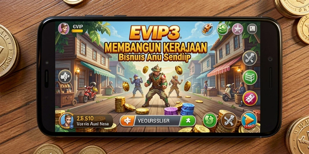 Tampilan menarik dari gameplay tycoon di EVIP3 dengan grafis menawan.