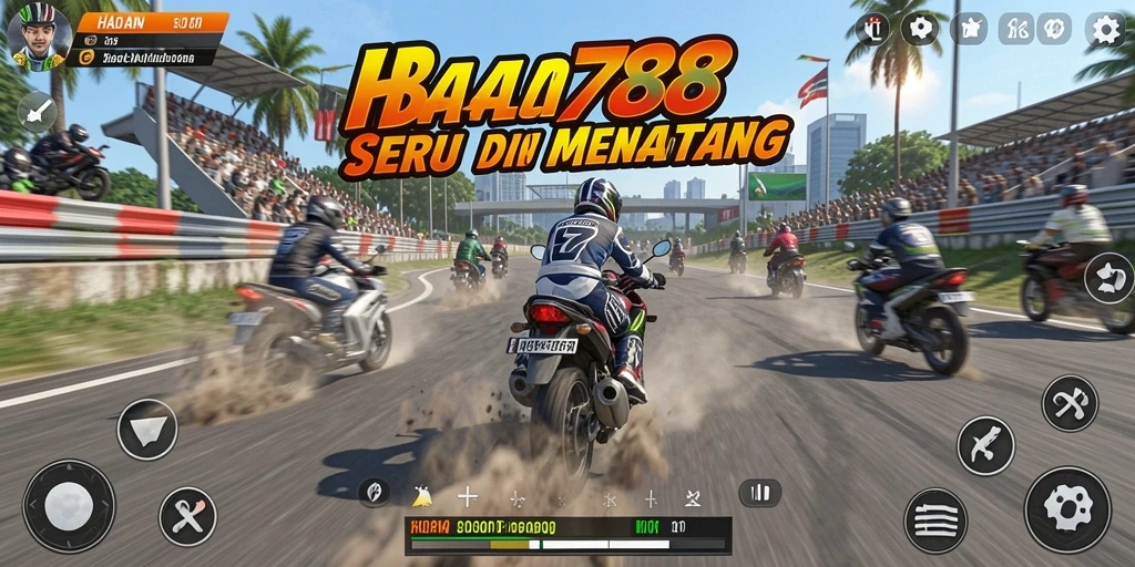 Gameplay mendebarkan dalam HAO788 saat balapan motor.