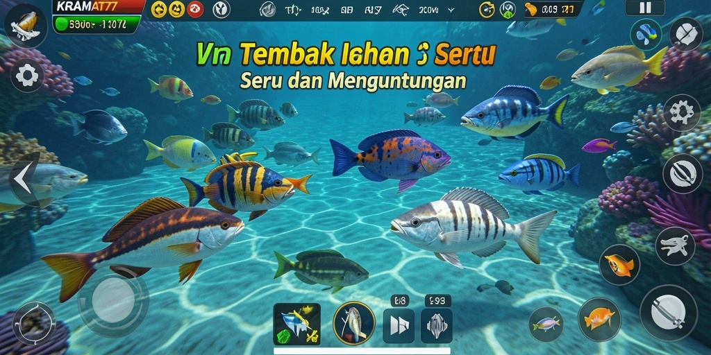 Tampilan gameplay KRAMAT77 yang mendebarkan saat menangkap ikan.