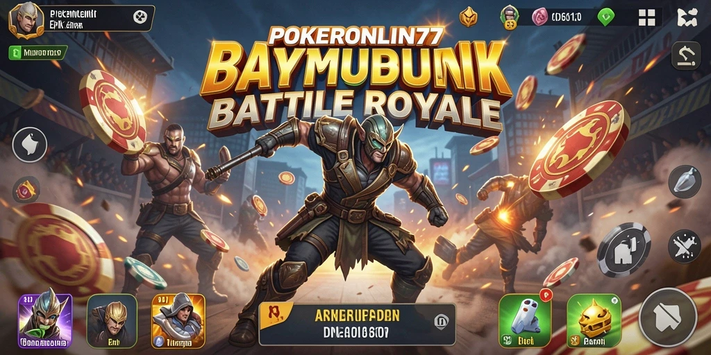 Tampilan gameplay seru dalam POKERONLIN77 yang penuh aksi Battle Royale.