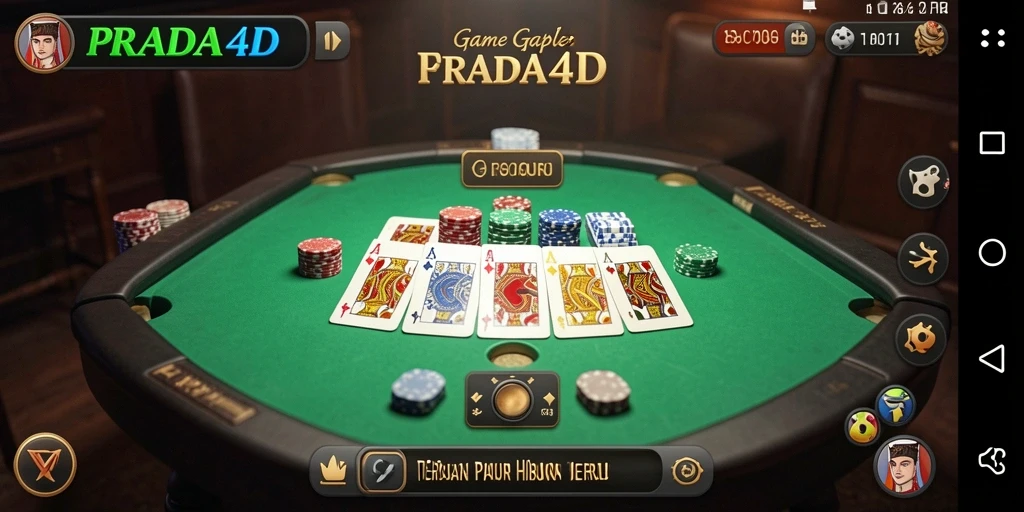 Tampilan gameplay PRADA4D yang menampilkan momen seru bermain Gaple.