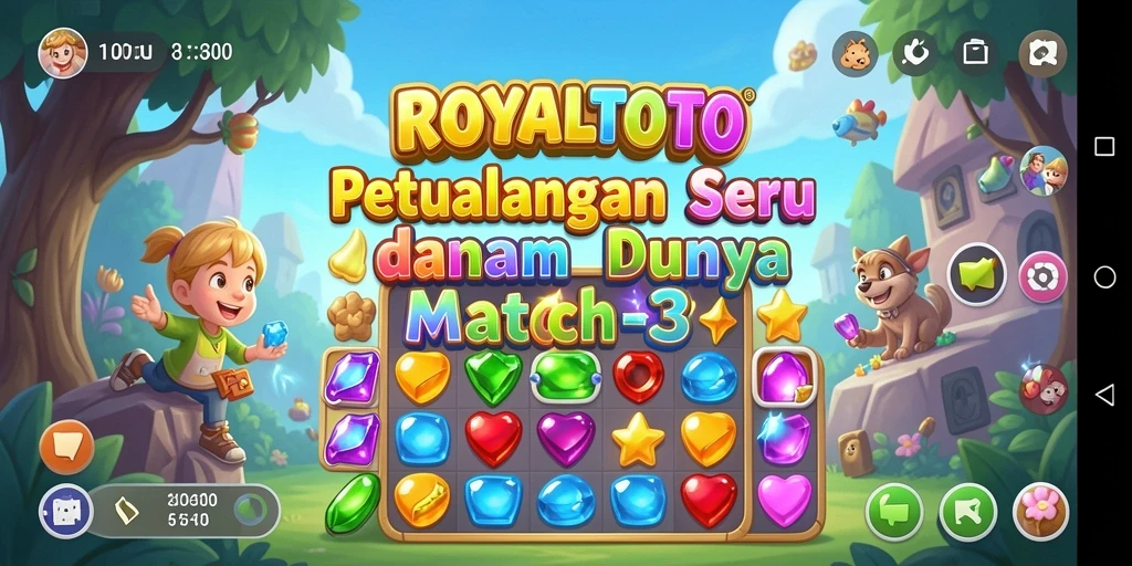 Screenshot gameplay ROYALTOTO menunjukkan kombinasi warna-warni yang menarik.