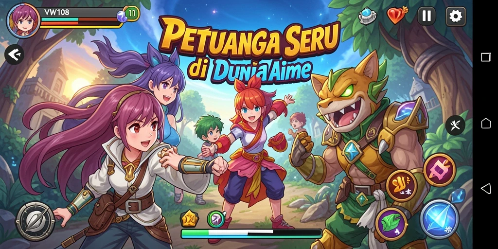 Screenshot utama VW108 menampilkan gameplay anime yang seru dan menawan.
