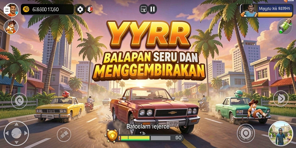 Tampilan gameplay YYRR yang menegangkan dan penuh aksi balapan.
